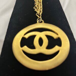 CHANEL LOGO Necklace Gold Plated